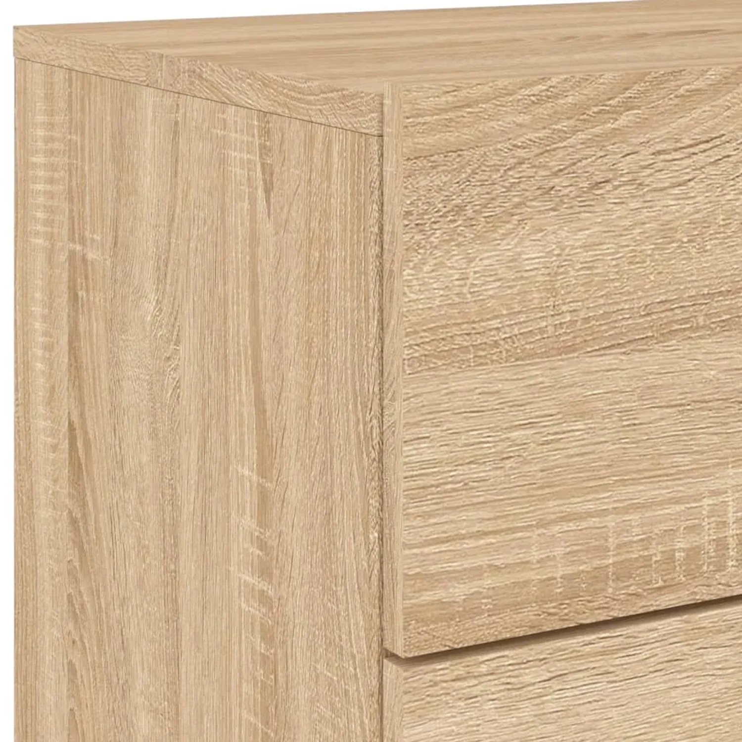 Detailansicht: Wand-Nachttisch Sonoma-Eiche mit Holzstruktur, Teil eines 2er Sets mit LED-Beleuchtung.