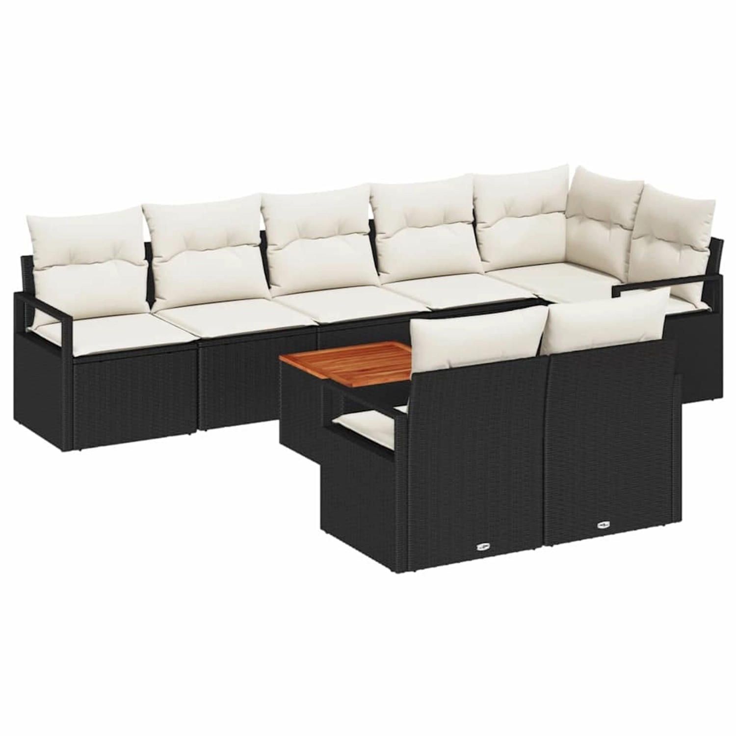 vidaXL Garten-Sofa-Set mit Kissen 9-Tlg Schwarz Poly Rattan 3347719 günstig online kaufen