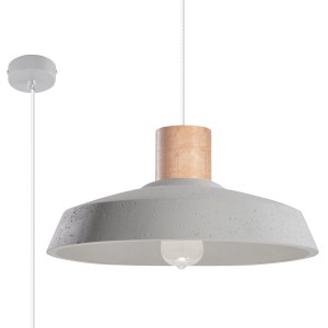 Graue Sollux Lighting Hängeleuchte Afra mit Holzdetail, Lampen & Leuchten für Wohnzimmer, Schlafzimmer, Küche, Flur, Flur