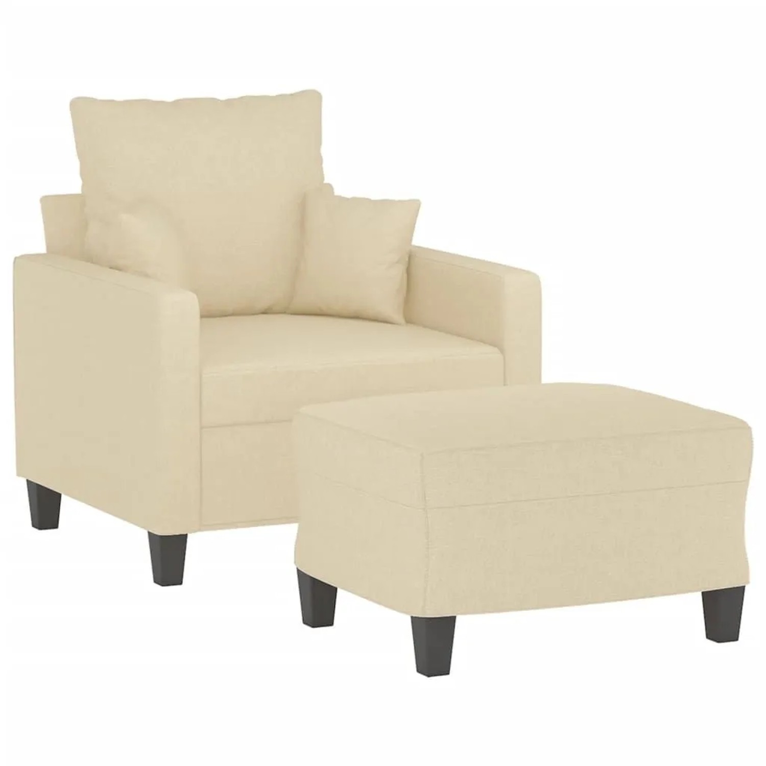 vidaXL Sessel mit Hocker Creme 60 cm Stoff 3201083