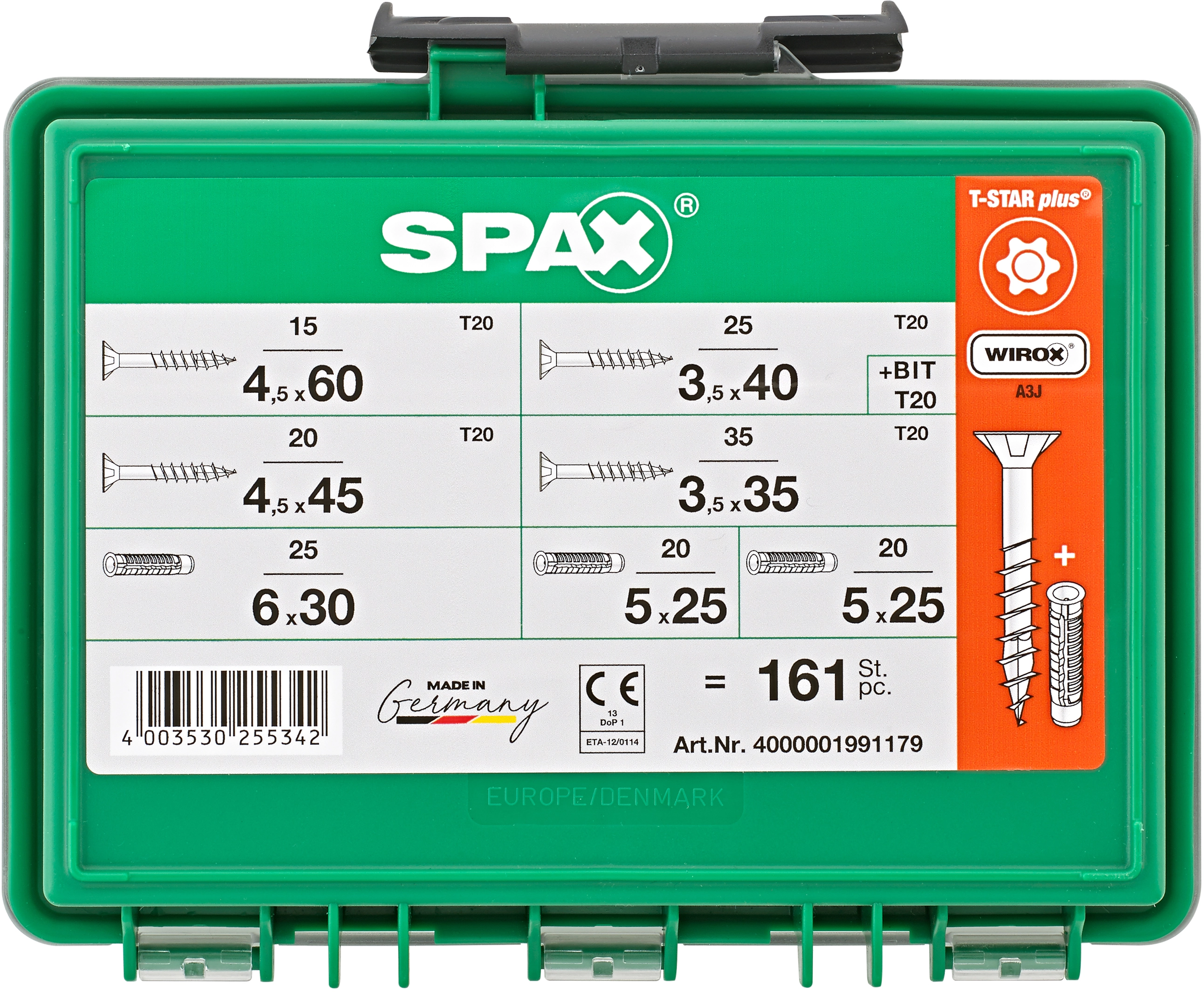 Spax Sortimentskasten Schrauben TX, 245 teilig Schraubenkoffer Senkkopf  Schraube
