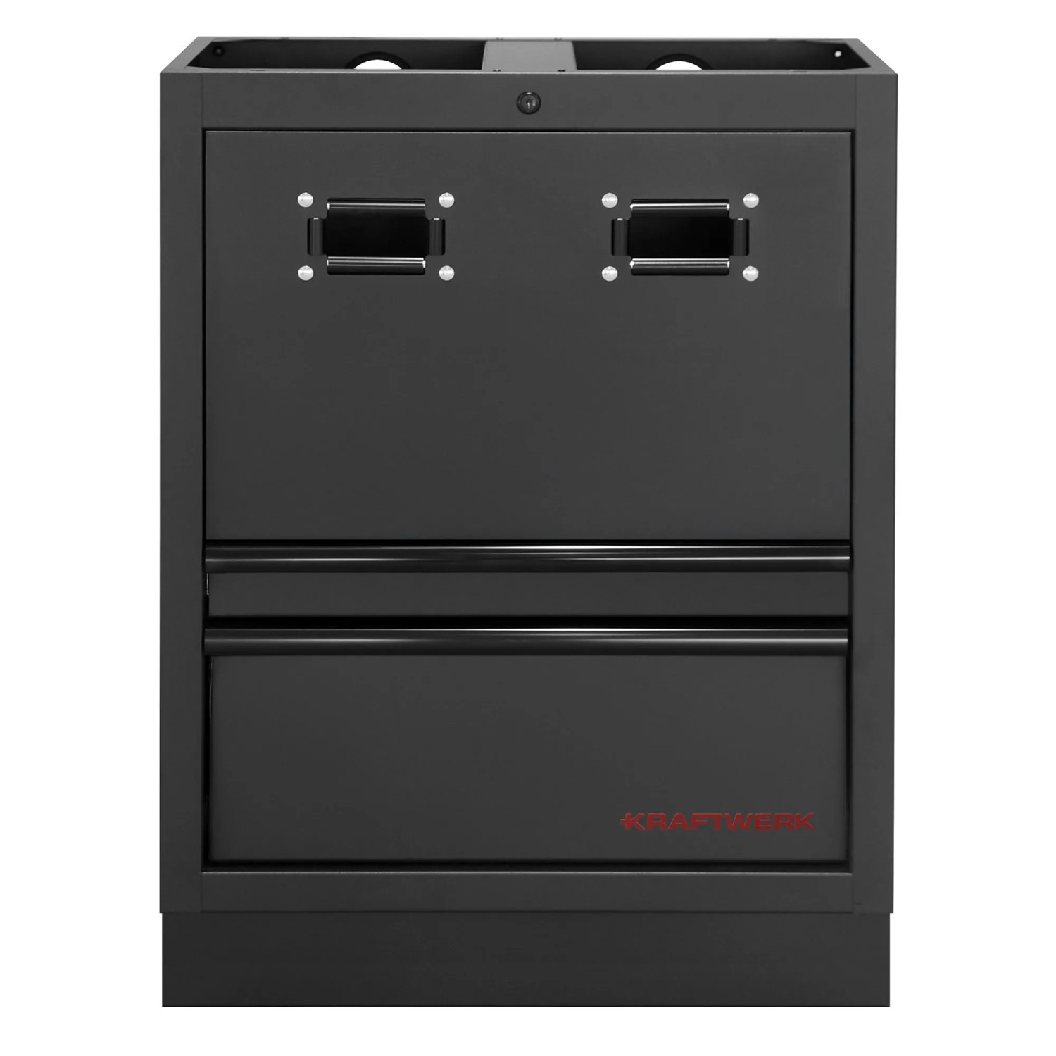 Kraftwerk Unterschrank Kabelaufroller Schwarz Stahlblech 68 cm x 45,8 cm x 91 cm