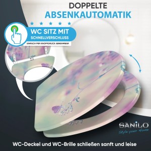 SANILO WC-Sitz Meadow mit Absenkautomatik und Blumenmuster für Standard WC-Becken.