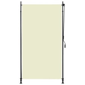 vidaXL Außenrollo, 120x270 cm, Creme, mit Handkurbel und verstellbaren Pfosten für Balkon & Terrasse.