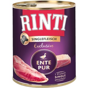 Rinti Singlefleisch Exclusive Ente, 800g Dose Hunde-Nassfutter mit Ente.