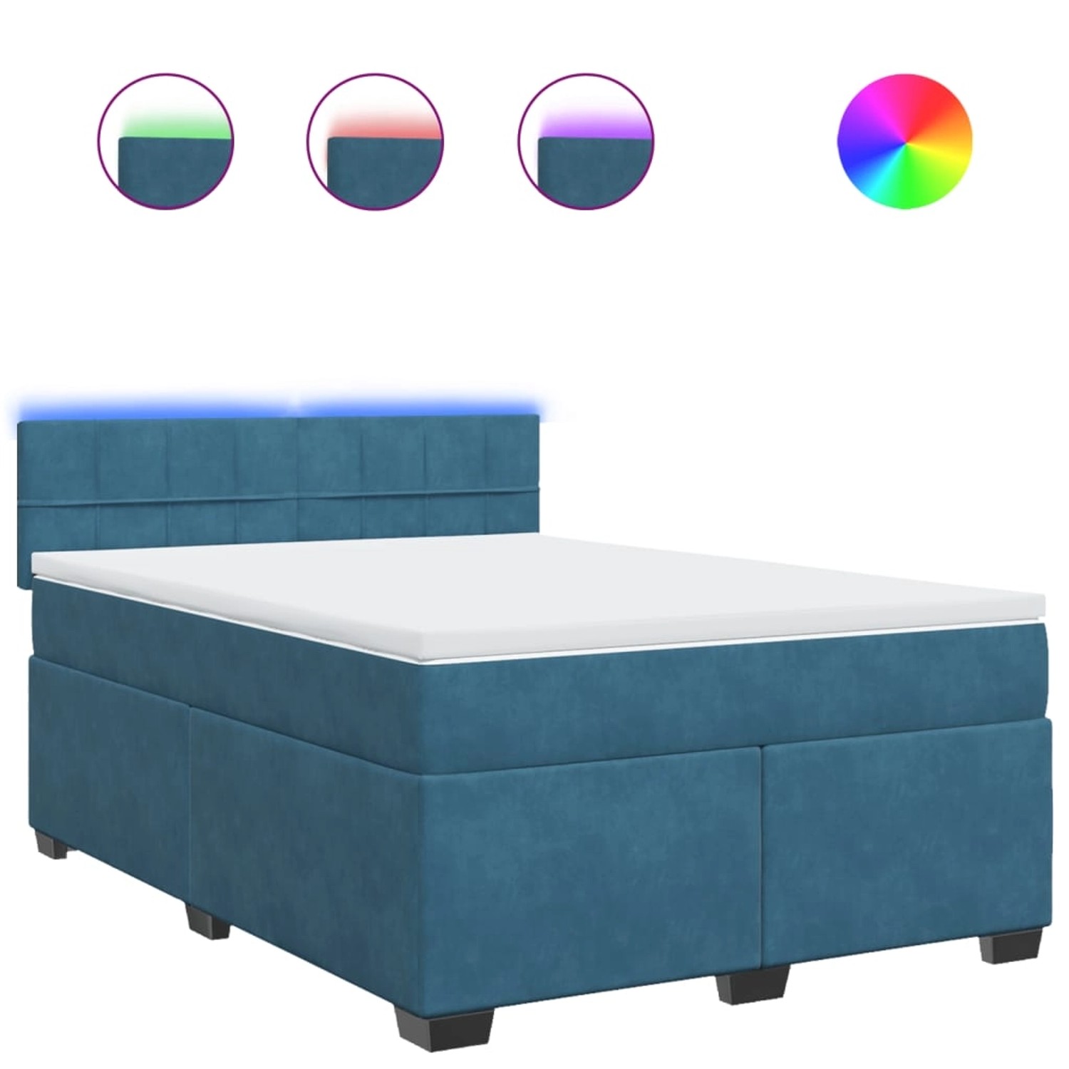 vidaXL Boxspringbett mit Matratze Blau 140x200 cm Samt 3288634 günstig online kaufen