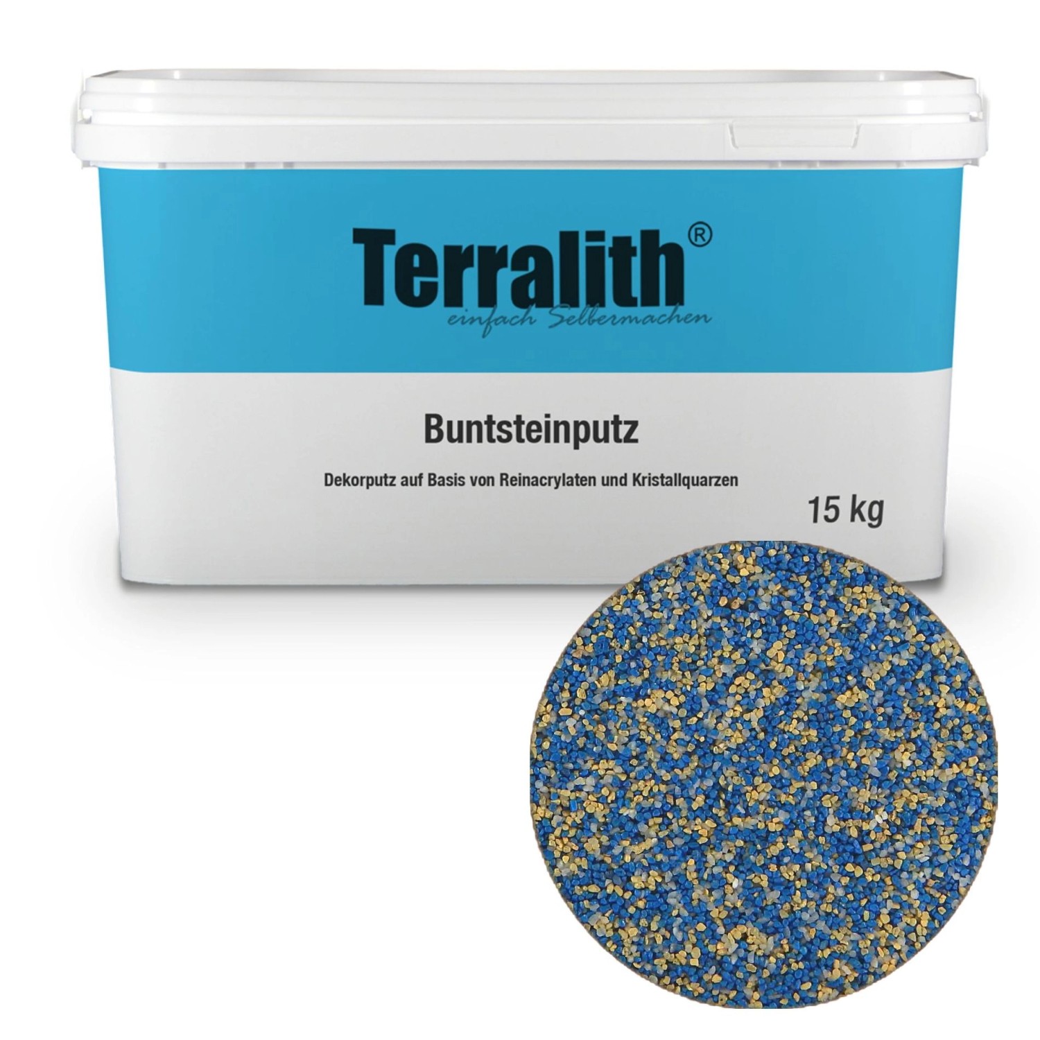 Terralith Buntsteinputz Mosaikputz 2mm -15 kg- BSP14 Weiss Gelb Blau