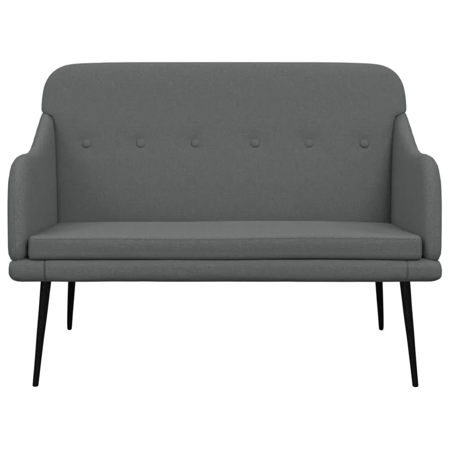Dunkelgraue vidaXL Sitzbank aus Stoff mit Metallbeinen, 110x76x80 cm.