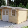 Finn Art Gartenhaus Norwegen 16 aus Holz, 40mm Blockhaus mit Doppeltür und Fenster.