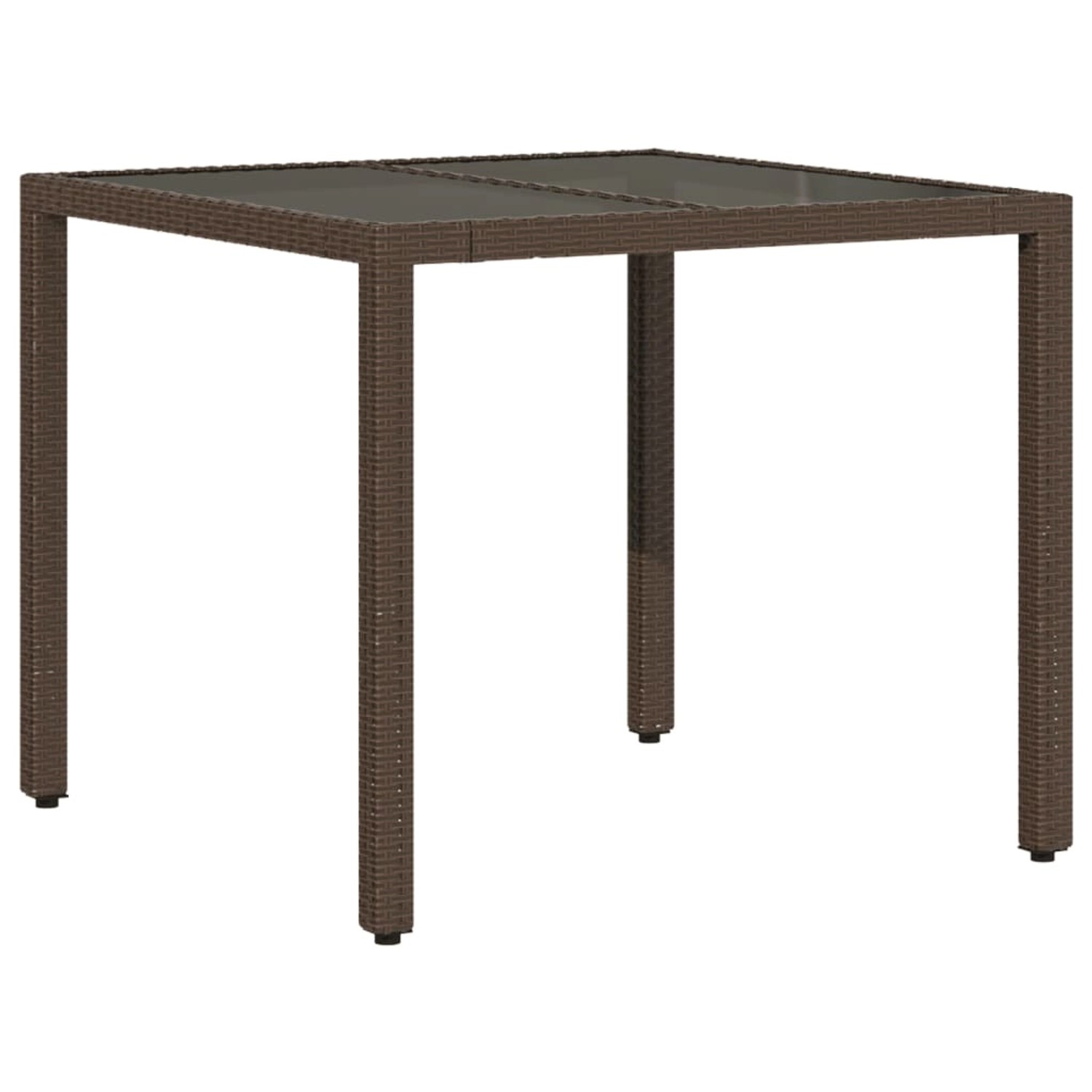 vidaXL Gartentisch mit Glasplatte Braun 90x90x75 cm Poly Rattan 365528 günstig online kaufen