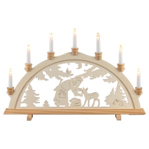 HGD Lichterbogen Wildfütterung, 7-flammig, aus Holz mit weihnachtlichem Motiv und warmweißem Licht.