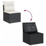 vidaXL Garten-Sofagarnitur, 9-tlg., schwarz, Poly Rattan, mit Stauraum und Kissen.