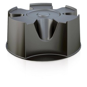 Schwarzer Waterform Sockel aus Recyclingkunststoff für Regentonnen, Ø 51,2 cm, Höhe 23 cm.