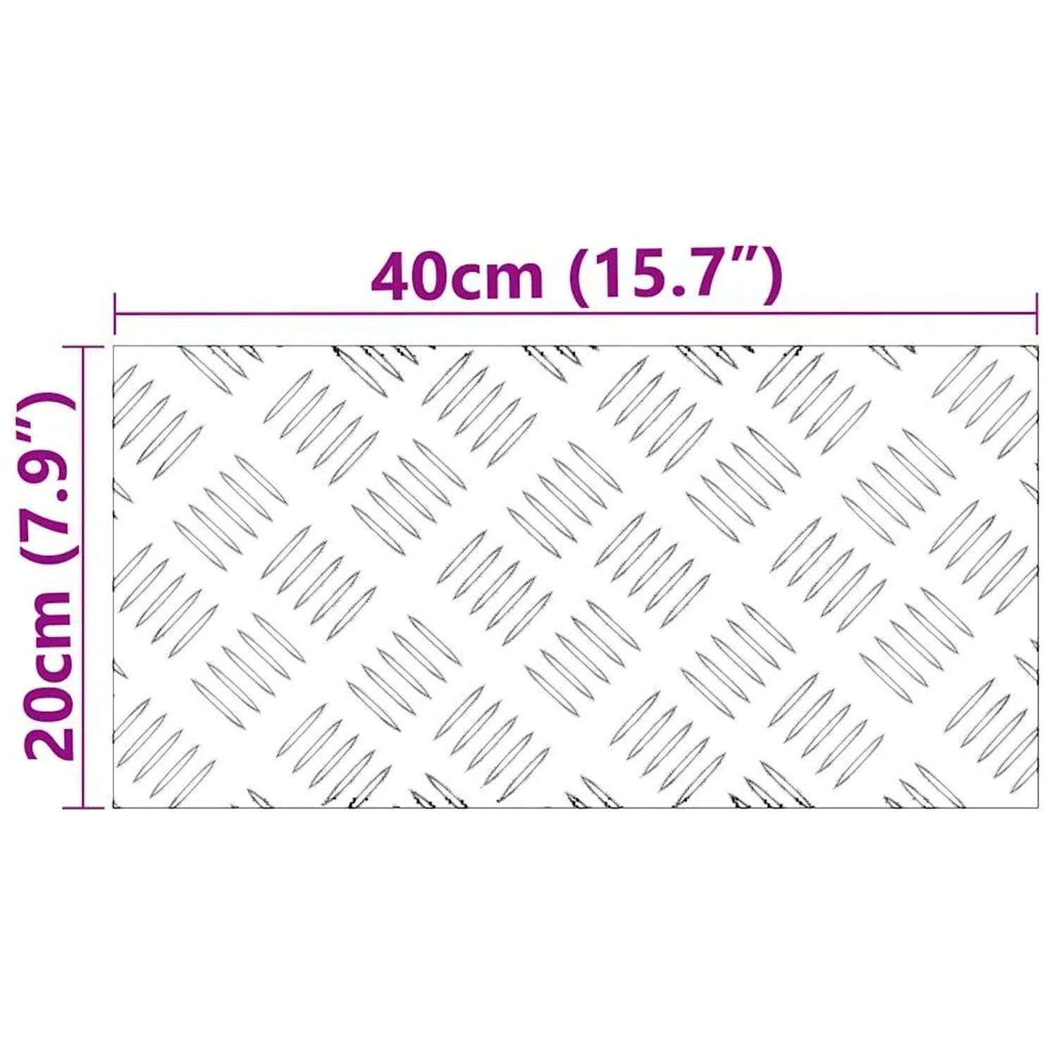 Silberne Aluminium Rautenscheibe 40x20 cm mit Riffelblechmuster. Ideal als rutschfeste Stufenmatte.