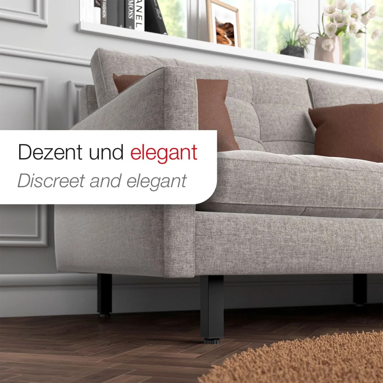 SOTECH Möbelfuß ZULU, 100mm, schwarz matt unter Sofa. Möbelbein aus Metall.