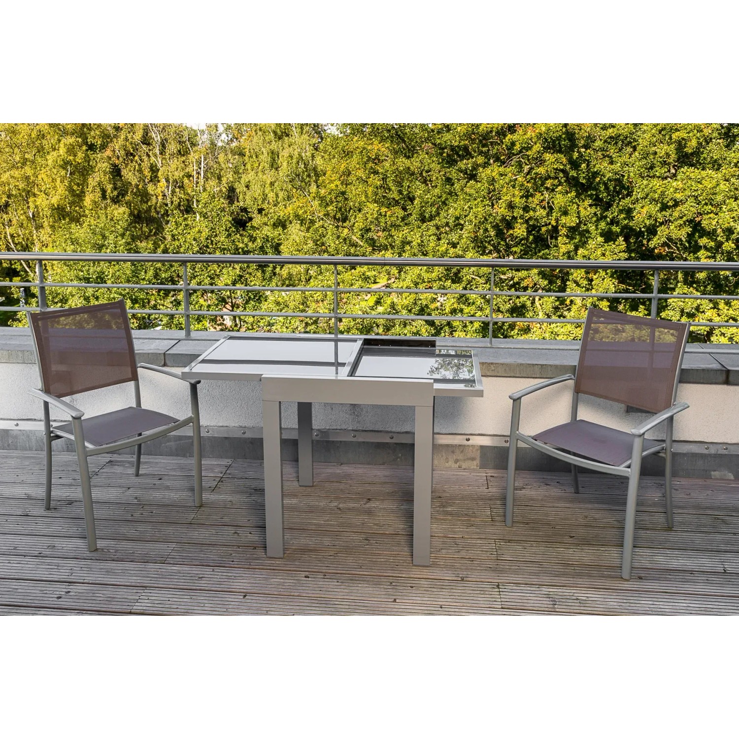 Balkonmöbel Set 3-teilig – Kleiner Balkon Gartenmöbel Mit Tisch & 2 Stühlen, Gepolsterte Kissen, Robustes Metall