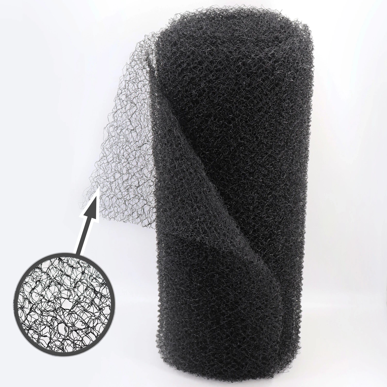 Schwarze Aquagart Böschungsmatte/Ufermatte (20mm stark) als Rollenware für Teichbepflanzung.