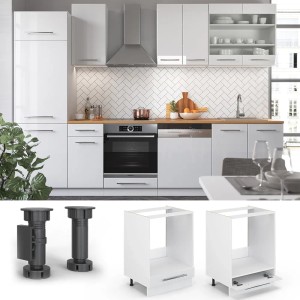 Vicco Herdumbauschrank Fame-Line, weiß hochglanz, 60 cm, Küchenschrank für Einbauherd.
