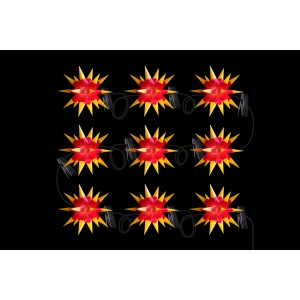 Sterntaler Sternenkette mit 9 rot-gelben LED Sternen für Innen und Außen.