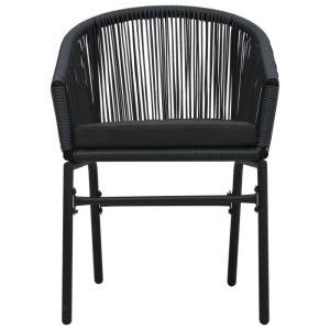 Schwarzer Gartenstuhl aus Rattan mit Kissen, 2er Set von vidaXL.