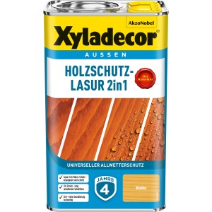 Xyladecor Holzschutz-Lasur 2in1 Kiefer, matte Holzlasur für den Außenbereich.