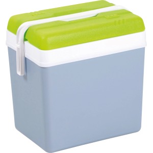 Kühlbox, 24 l, perlgrau und grün, mit Tragegriff. Ideal für Camping und Ausflüge.