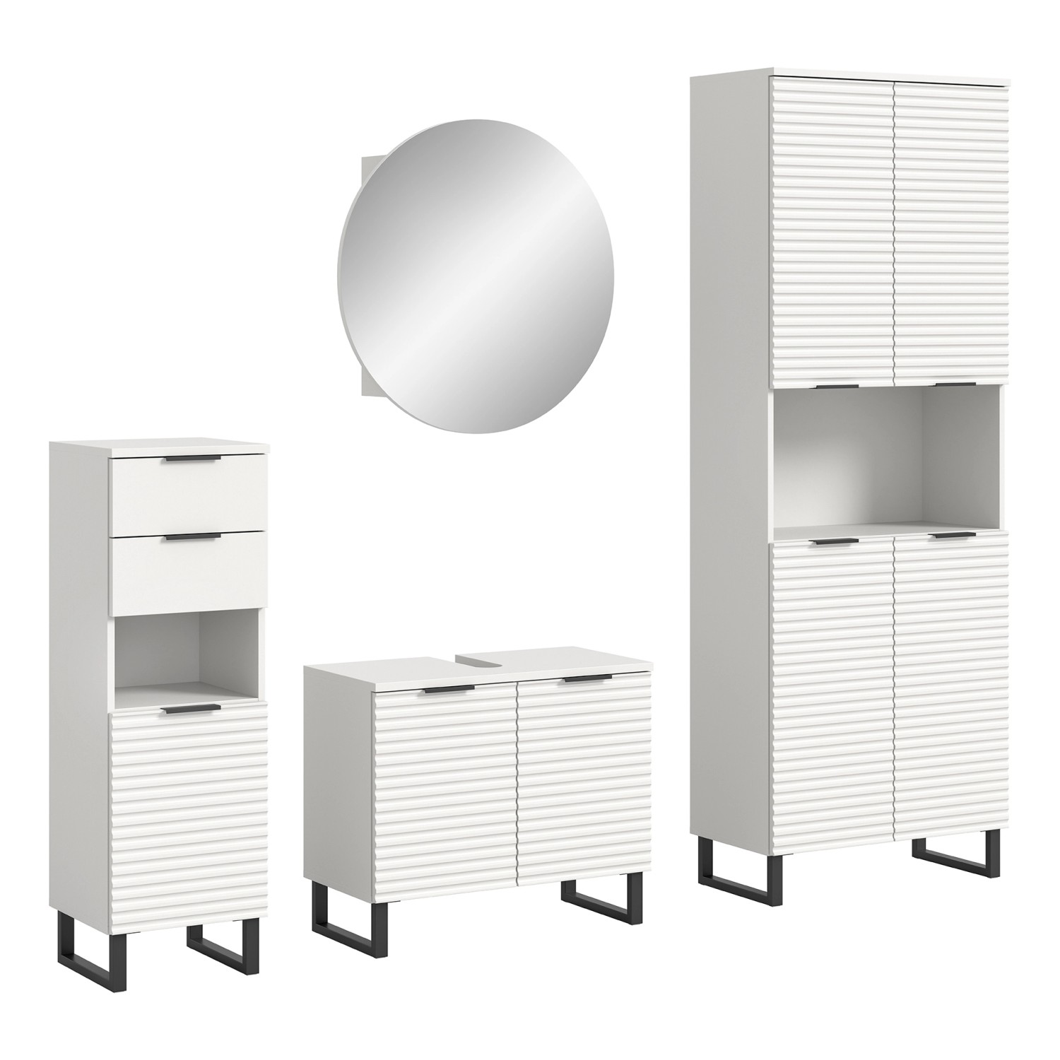 Badkombination Riff Weiß Nachbildung 105 cm 4-tlg.