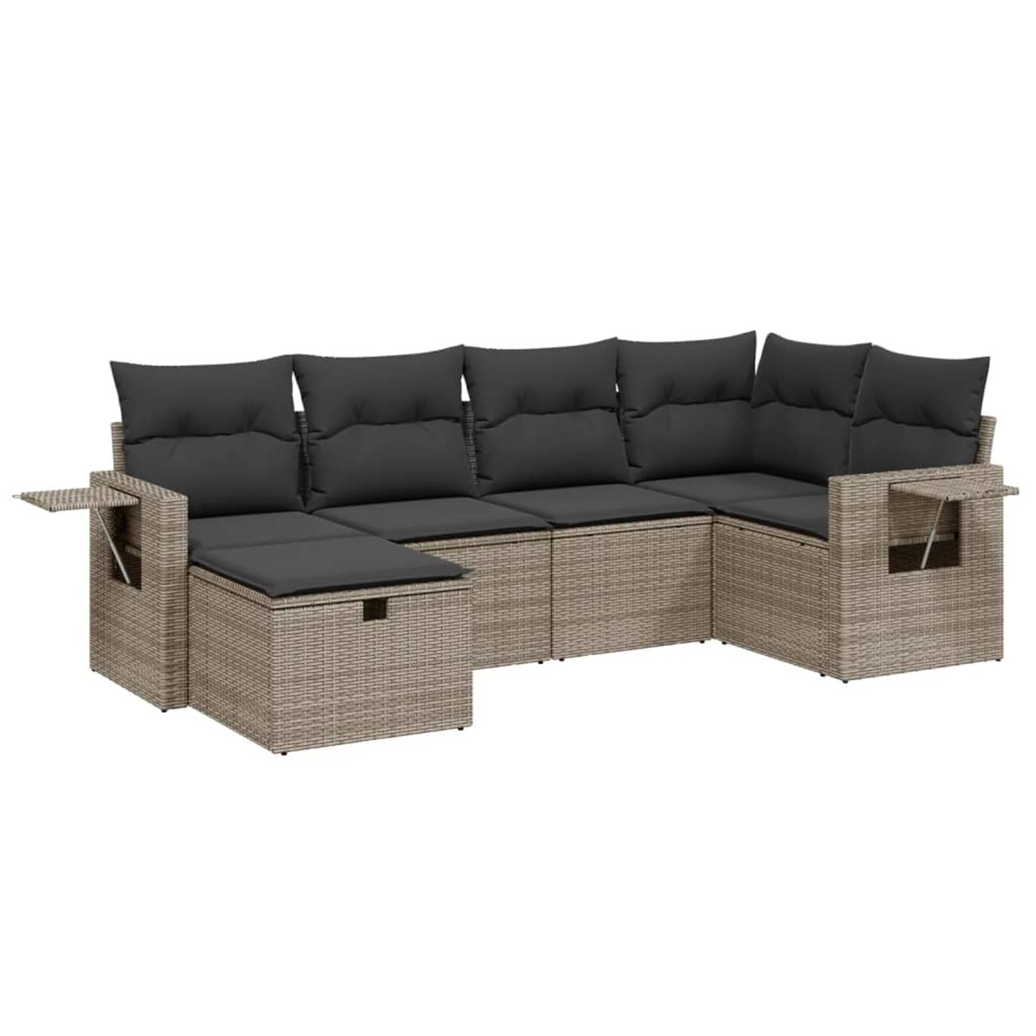 vidaXL 6-Tlg Garten-Sofagarnitur mit Kissen Grau Poly Rattan 3263796 günstig online kaufen