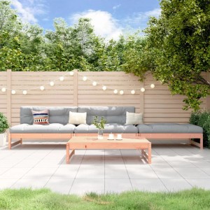 vidaXL 4-Tlg. Gartenlounge-Set aus Douglasie mit grauen Auflagen und Tisch im Garten.