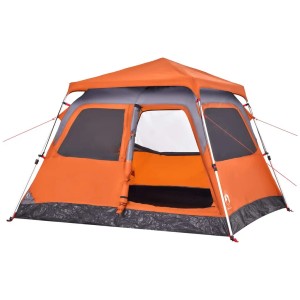 vidaXL Kuppel-Campingzelt 4 Personen Grau und Orange Quick Release 4004232