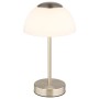 Globo Sarima LED-Tischleuchte, 31 cm, Nickel matt, mit Touchdimmer und Akku.
