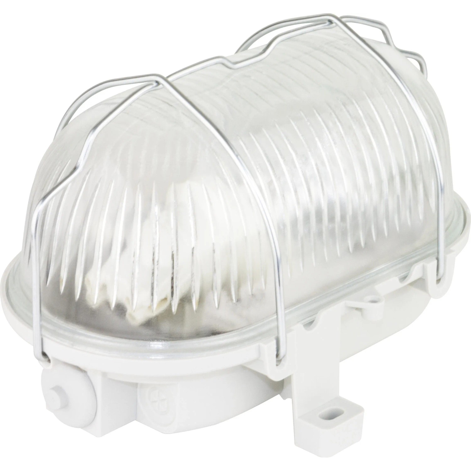 Kellerleuchte Oval Mit E27 Fassung – Graues Strukturglas, 100W, IP44, Für Innen & Außen