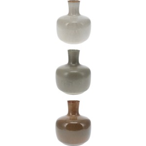 Porzellanvasen in Beige, Grau und Braun mit Flaschenform, Ø 13x15 cm.