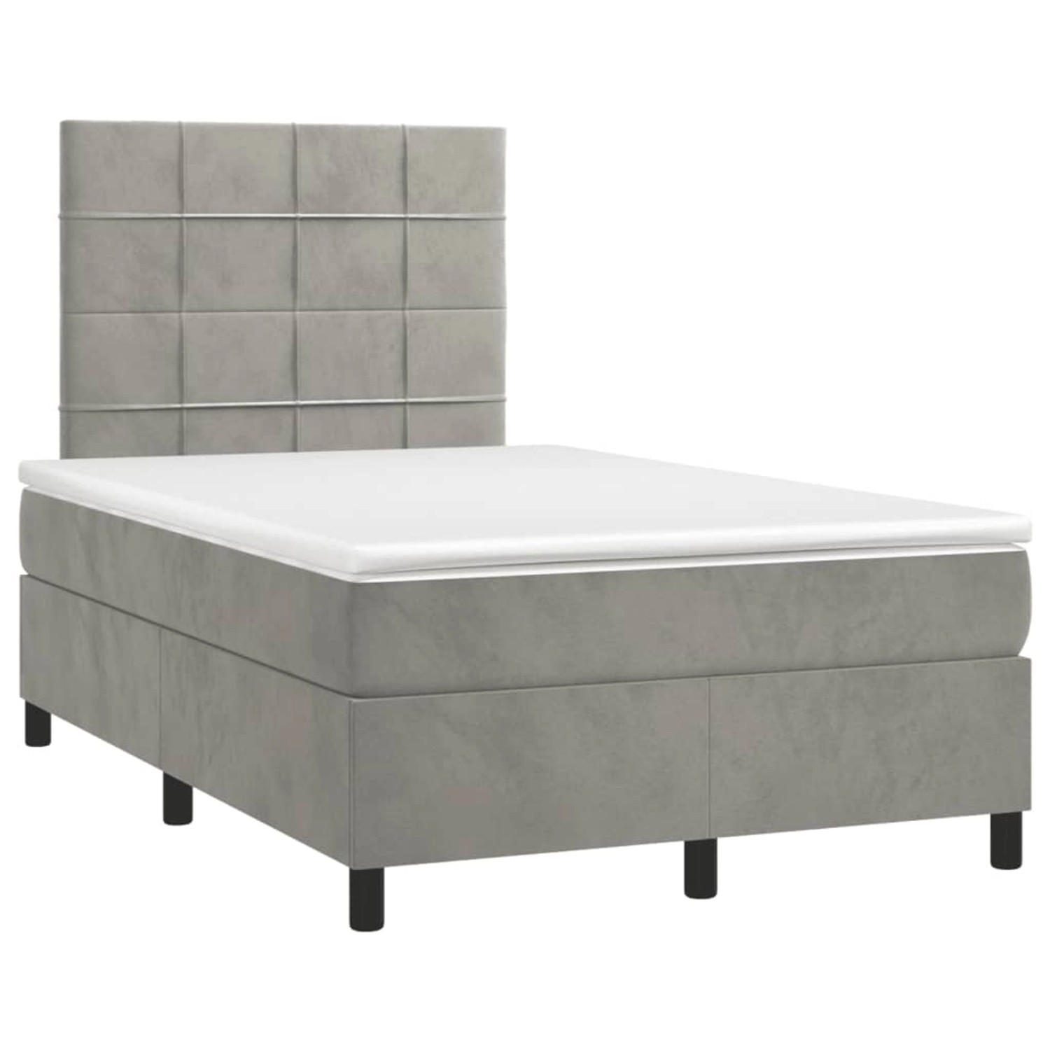 vidaXL Boxspringbett mit Matratze & LED Hellgrau 120x190 cm Samt 3270311 günstig online kaufen