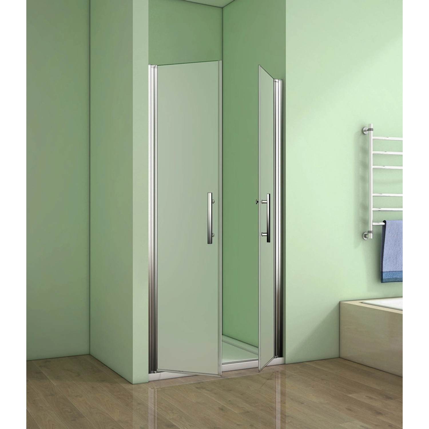 Duschparadies 80x195cm Duschtür Nischentür Duschabtrennung 6mm Nano Glas Schwingtür Doppeltür Glasschutzfolie_3