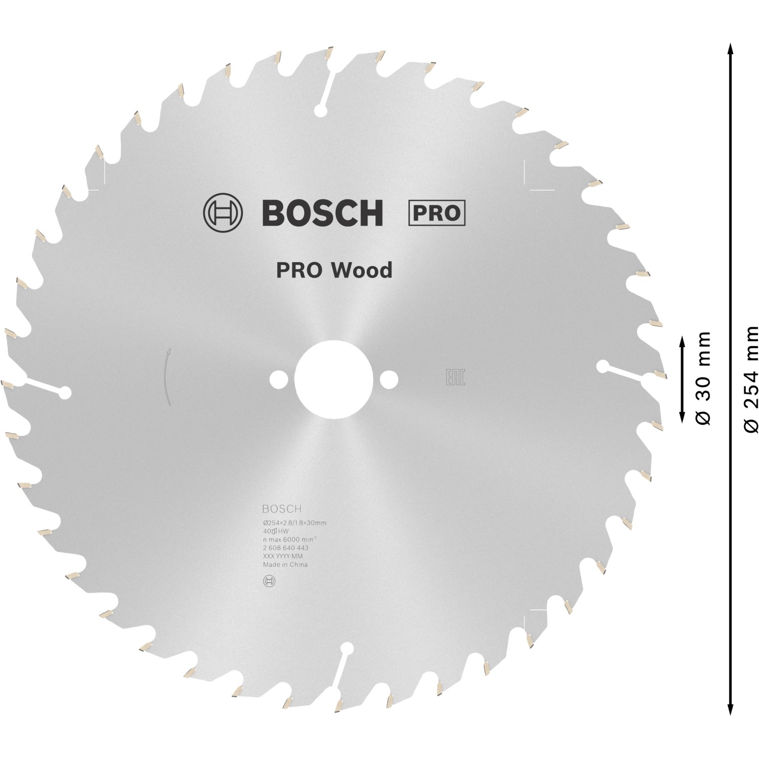 Bosch Kreissägeblatt Optiline Wood, 254 mm Durchmesser, für präzise Holzschnitte.