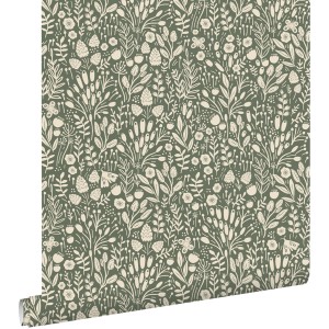 ESTAhome Tapete Blumen Grün 50 x 900 cm