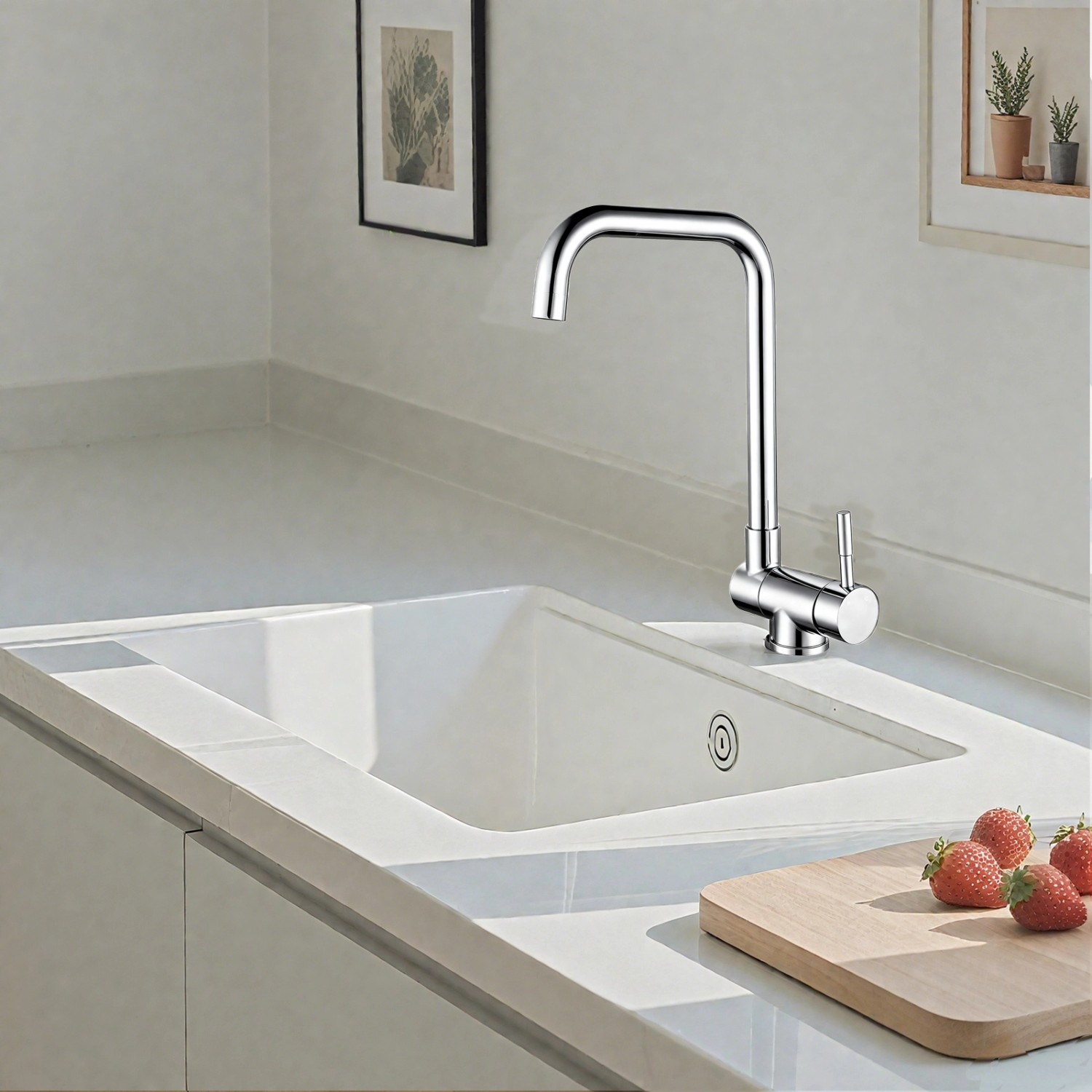 AICA Wasserhahn Doppelfunktion 360° Drehbare Kippbare Chrom Küchenarmatur Wasser mit 304 Edelstahl und Keramikventil Mischbatterie_7