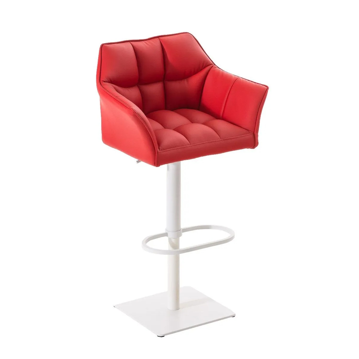 DELUKE Barhocker SIHAR Kunstleder Rot 64x45x88cm Weiß Barstuhl Höhenverstellbar Mit Lehne Drehbar Tresenhocker Tresenstuhl