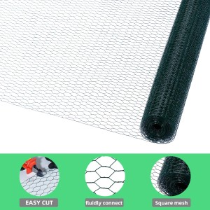 CCLIFE Hühnerzaun Geflügelnetz 45mm Maschenweite 100cm Höhe 15m Länge PVC-Beschichtet Grün