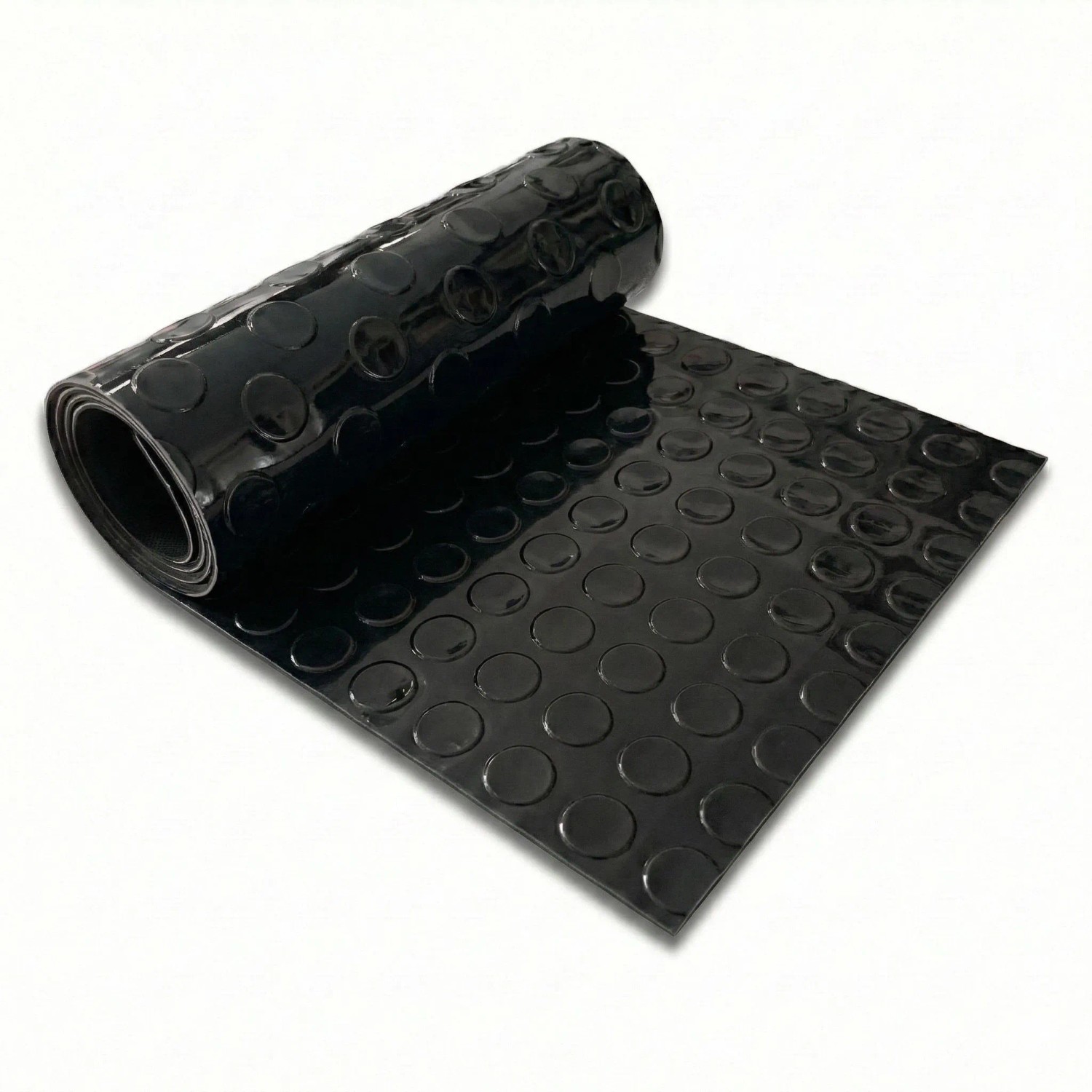 Floordirekt PVC-Bodenbelag Coin Mirror Flachnoppen Rutschfest Schwarz 110 x 250 cm