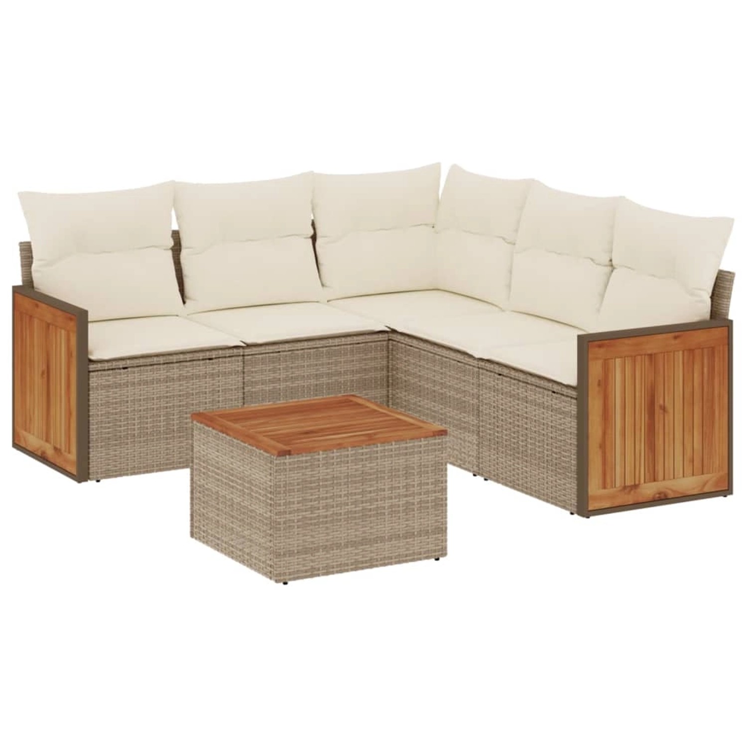 vidaXL 6-Tlg Garten-Sofagarnitur mit Kissen Beige Poly Rattan 3260049 günstig online kaufen