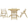 Klappbares 5-tlg. Bistro-Set aus Bambus mit cremeweißen Kissen. Ideal für Garten oder Balkon.