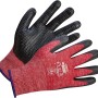 LUX Allroundhandschuhe Damen Gr. 8, Arbeitshandschuhe mit schwarzer Handfläche und rotem Handrücken.