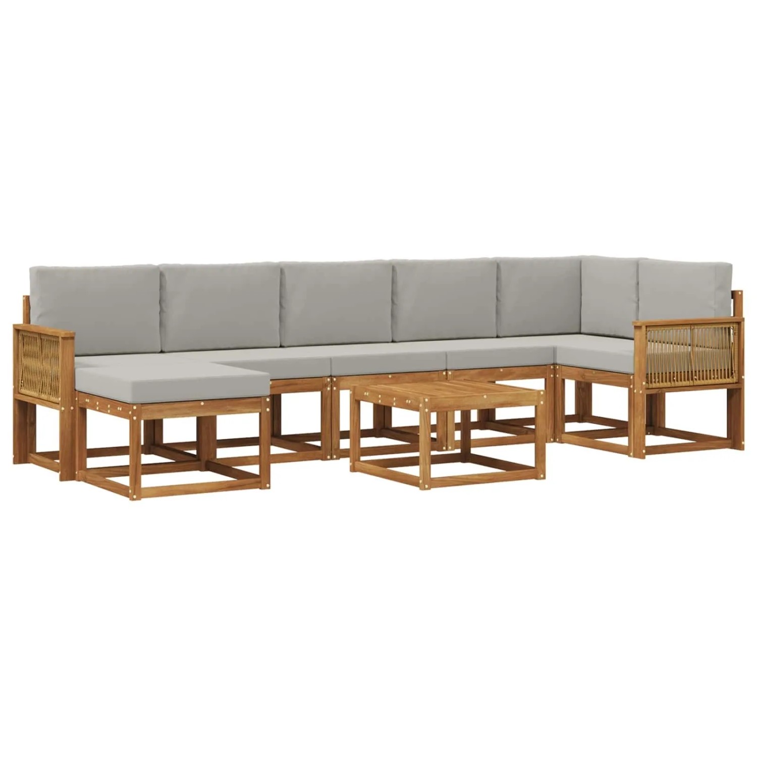 vidaXL Outdoor-Sofagarnitur 8 Stk Natur und Hellgrau Polyester 3385417