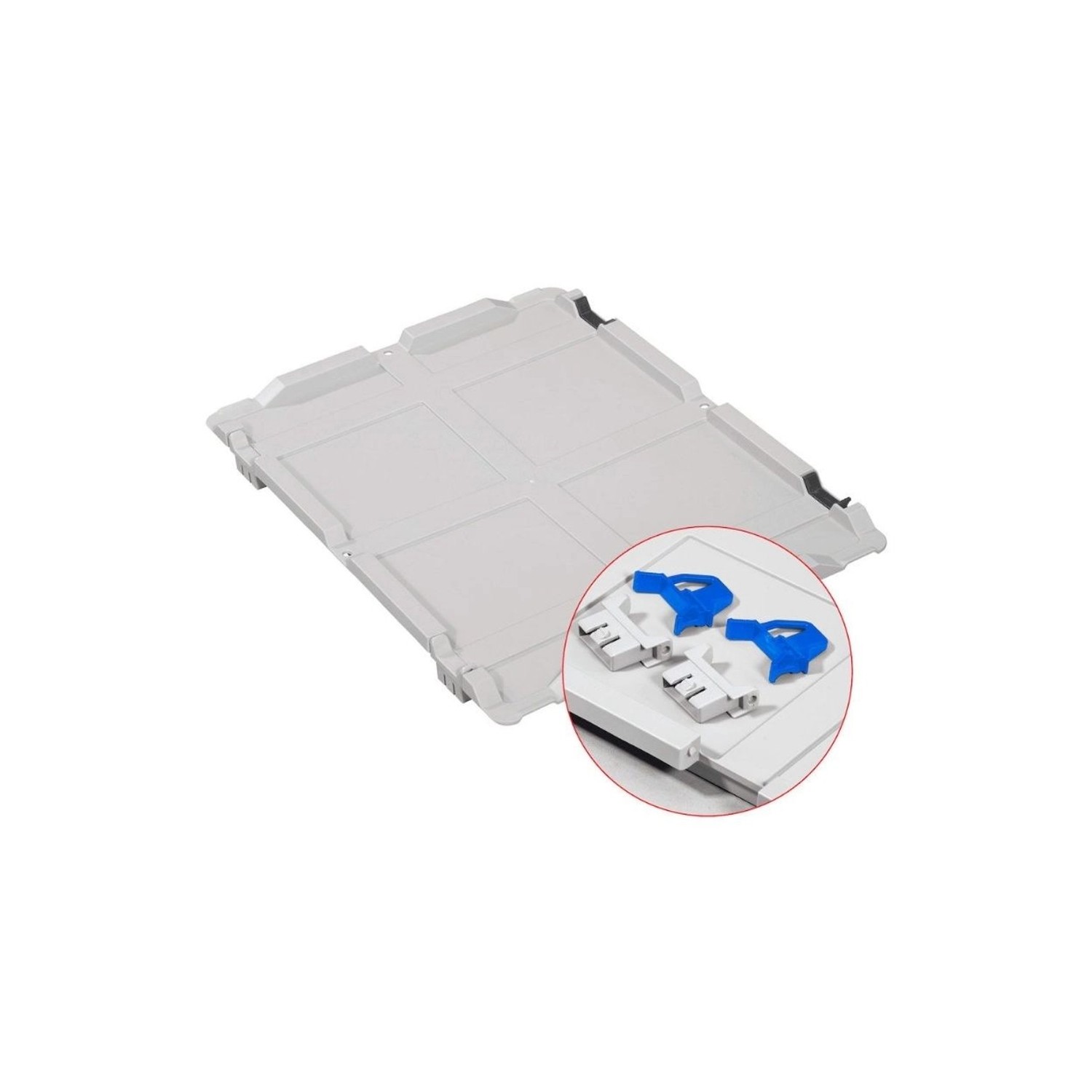 PROREGAL Eurobox NextGen, 16L, mit Scharnierdeckel und blauen Verschlüssen. Aufbewahrungsbox für Industrie und Gewerbe.