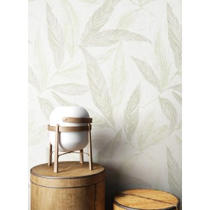 Newroom Vliestapete Denisa Creme Blätter Skandinavisch Strukturiert FSC®