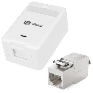 hb-digital Anschlussbox Set mit CAT 6a Keystone Modul für Netzwerktechnik.