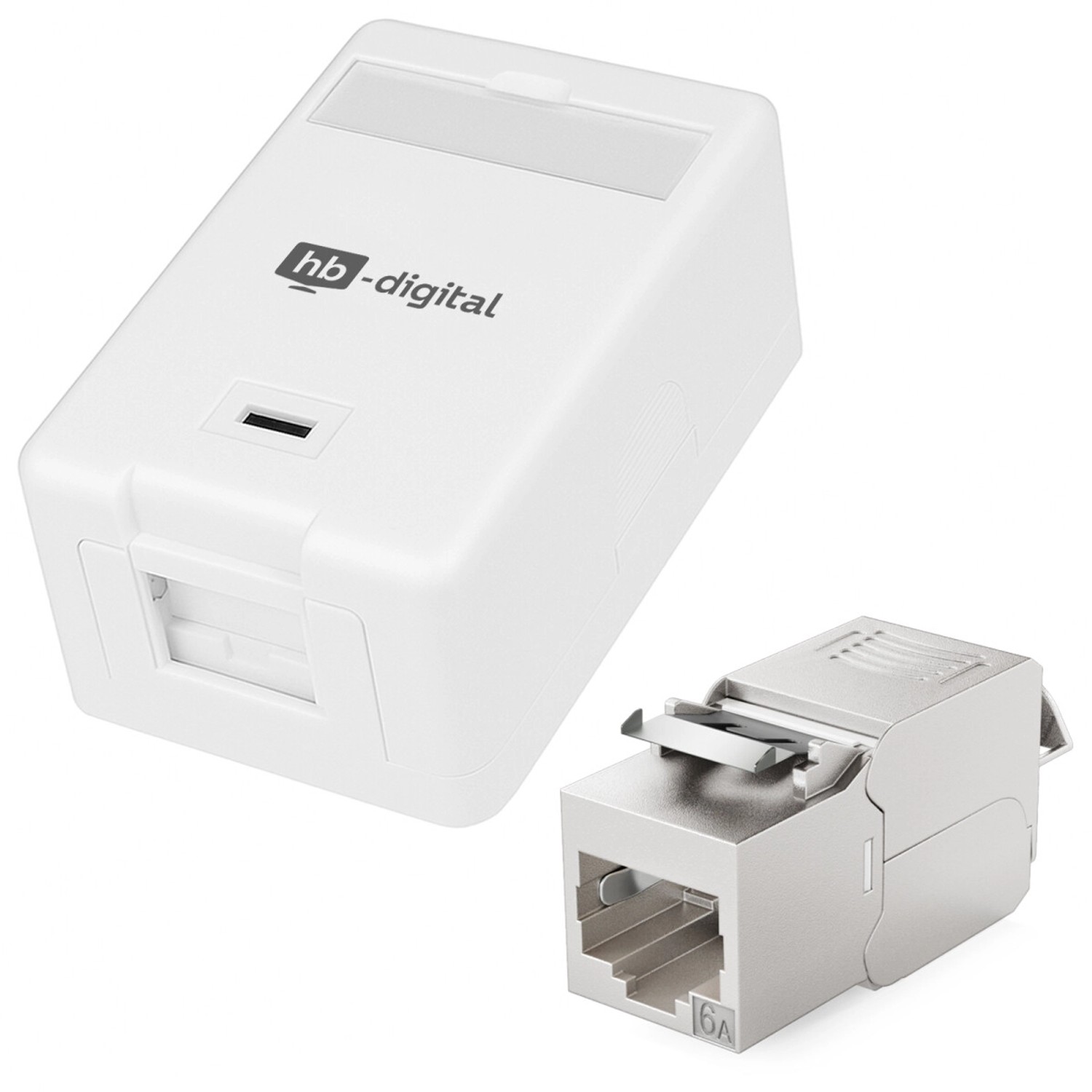 hb-digital Set Anschlussbox 1 Port Keystone Module CAT 6a
