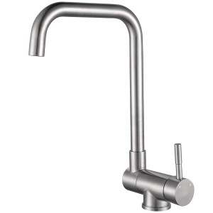 AICA Wasserhahn Doppelfunktion 360° Drehbare Kippbare Silber Küchenarmatur mit 304 Edelstahl und Keramikventil Mischbatterie